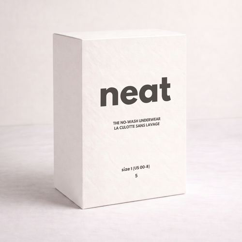 The No-Wash Underwear disposable overnight period underwear in minimalist neat packaging
