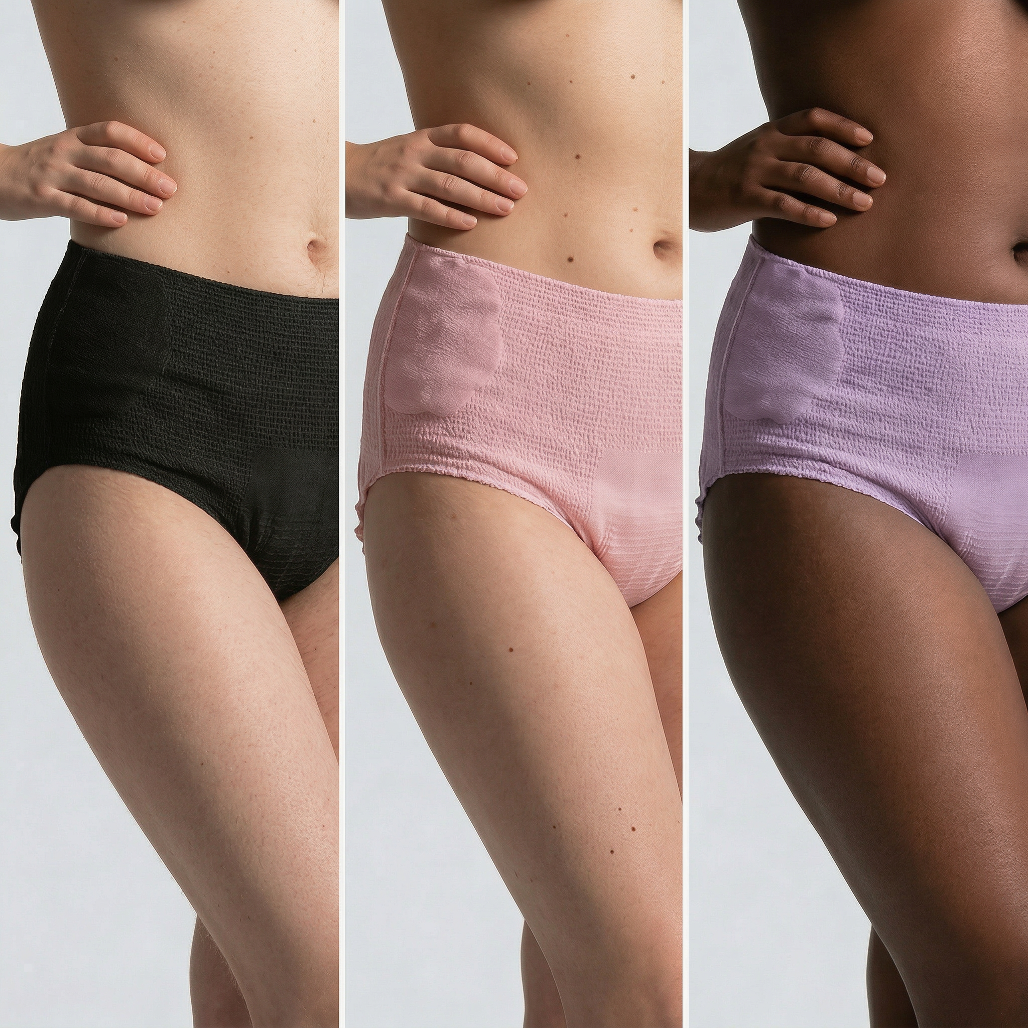 ultra-soft ultra-thin disposable overnight period underwear in multiple colors